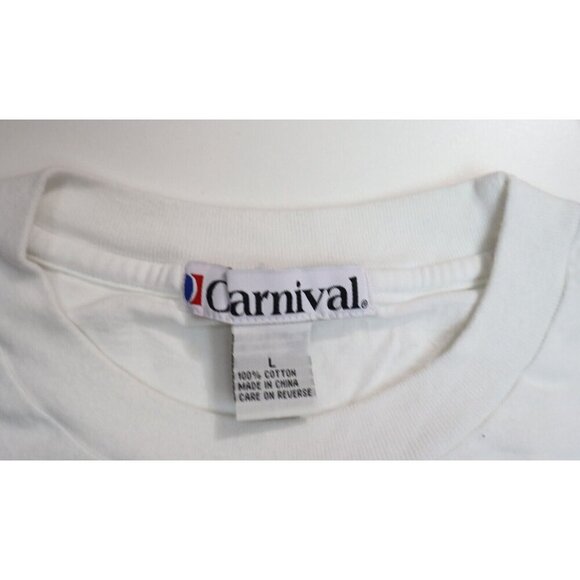 MEN'S CARNIVAL CRUISE EMBROIDERED T-SHIRT - WHITE - SHORT SLEEVE - SIZE L - Picture 5 of 6